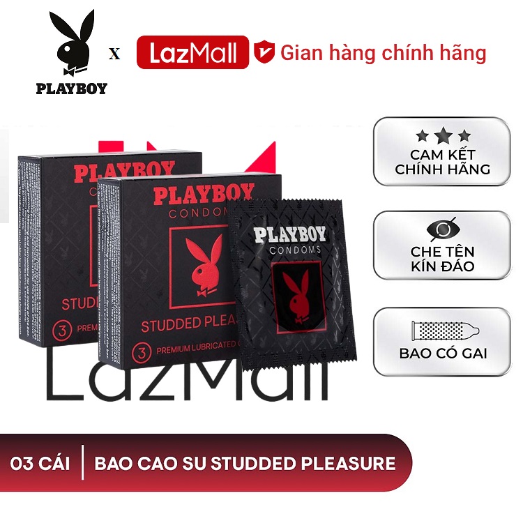Bộ 2 Hộp Bao cao su Playboy Studded Pleasure 3 bao - Gai nổi
