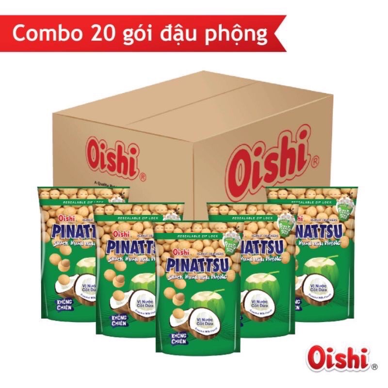 Thùng 20 gói đậu phộng Pinattsu Oishi 95g đủ vị