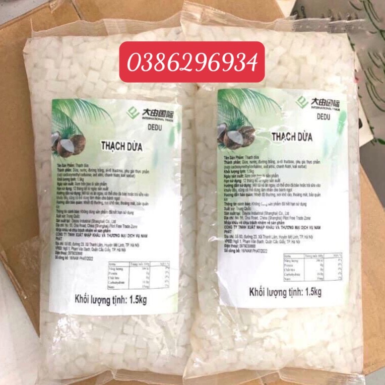 Thạch dừa đài loan gói 1,5kg /thạch dừa dedu đài loan giòn ngon