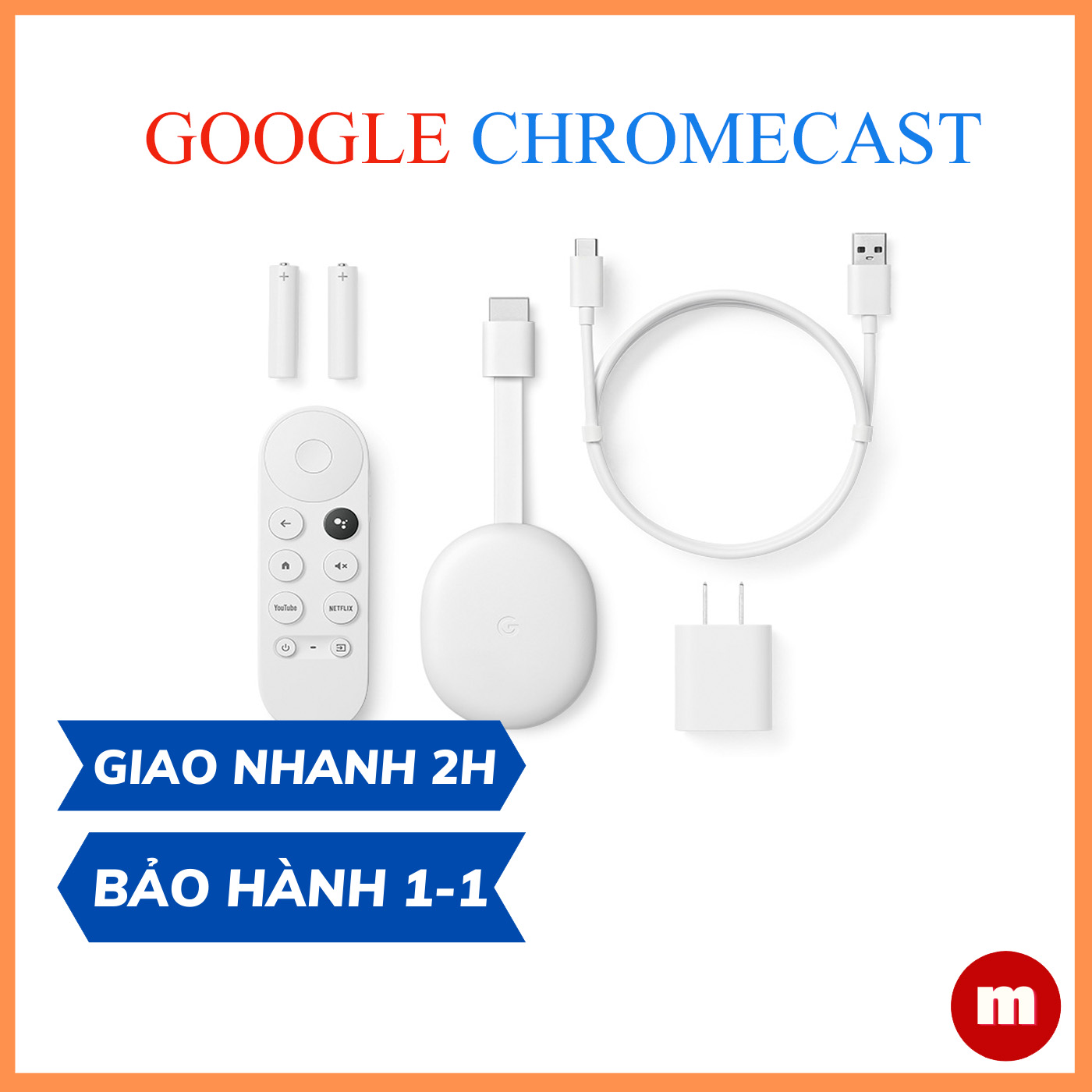 Chromecast with Google TV - hỗ trợ 4K HDR, có trợ lý ảo tiếng Việt - phù hợp với Android TV