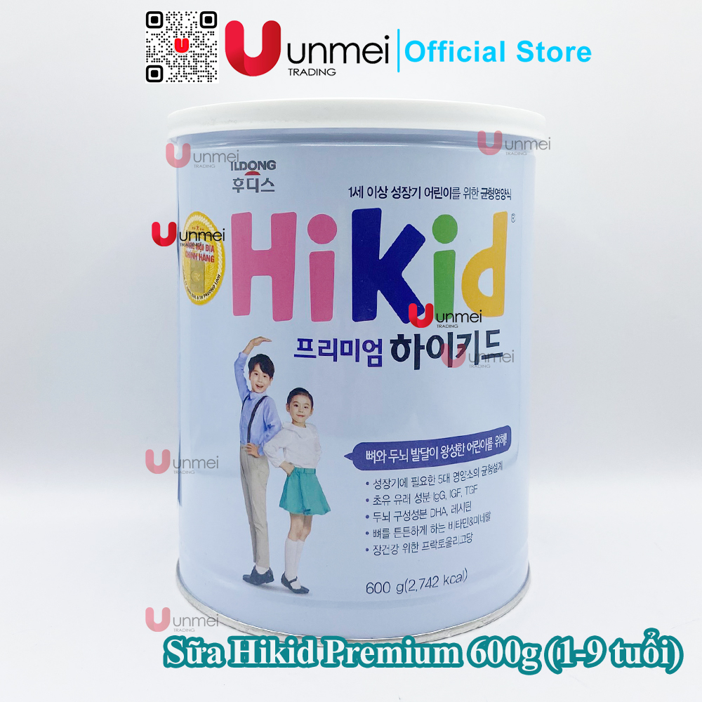 (Chính Hãng Phương Linh) Sữa Hikid Premium - Hikid Tách Béo Tăng Chiều Cao - Hộp 600g (Cho Bé Từ 1-9 Tuổi)