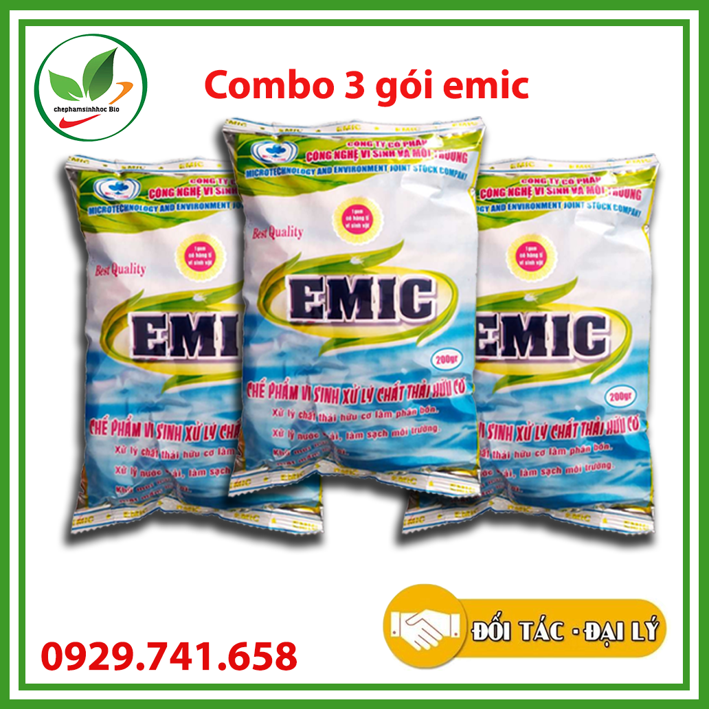 Combo 3 gói men vi sinh EMIC khử mùi hôi phân cá, ủ đậu tương và rác thải sinh hoạt. Gói 200gr