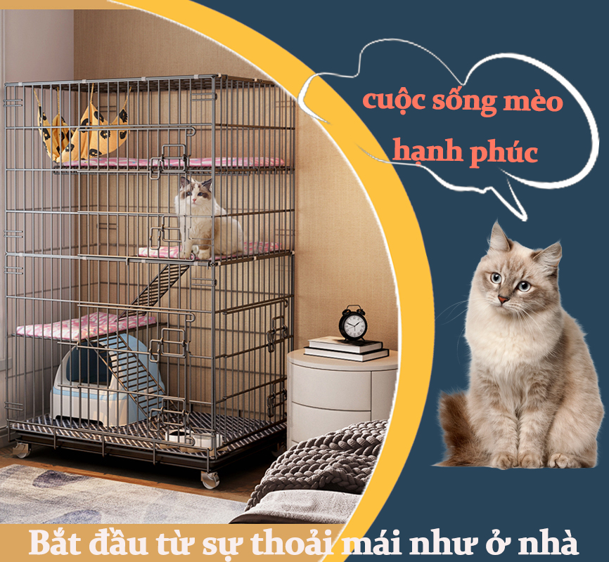😸Lồng thú cưng có thể gập lại, chuồng mèo lớn Chuồng mèo 3/4 lớp dễ lắp ráp, chuồng mèo, chuồng thỏ, chuồng mèo giá rẻ, chuồng chó, chuồng thú cưng di động. chuồng chó lớn lồng mèo lớn