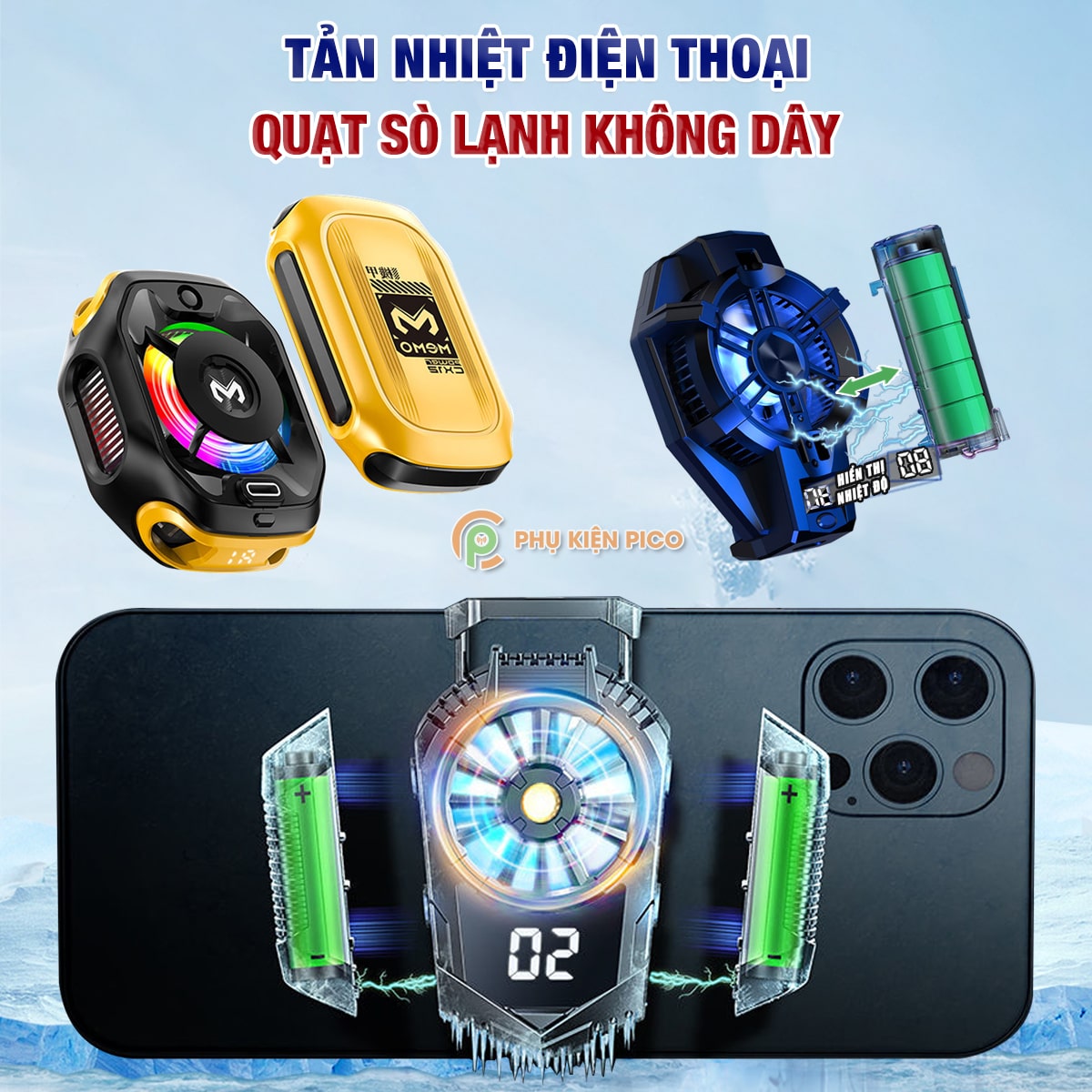 Quạt tản nhiệt điện thoại sò lạnh X3A Pro / X29 / CX12 pin sạc 2000mAh - Quạt tản nhiệt sò lạnh X111