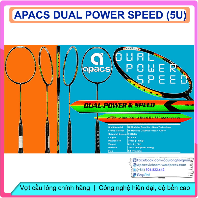 Vợt cầu lông Apacs Dual Power Speed 100- 5U - Công thủ song tiến