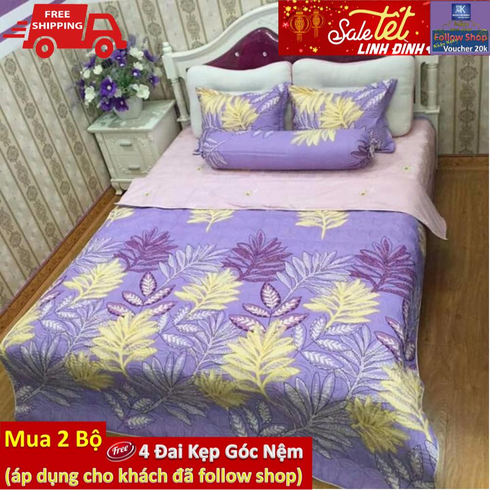 Bộ chăn ga gối poly lá me 160x200cm