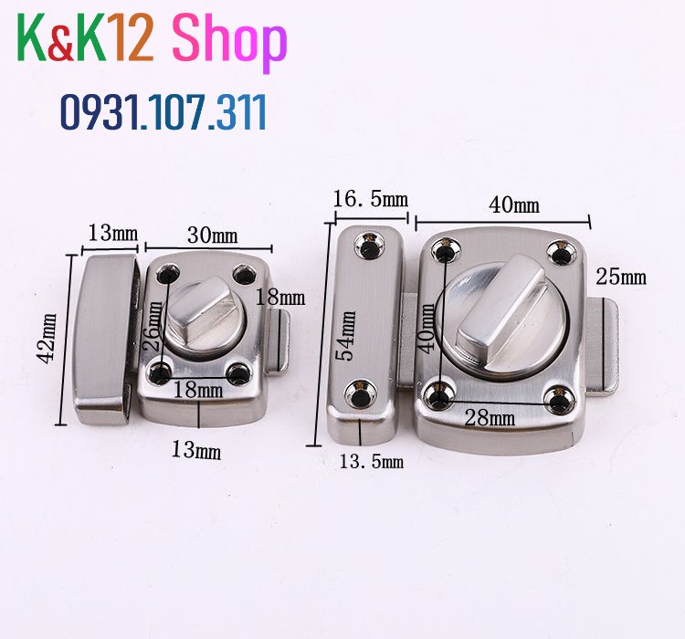 Chốt khóa cửa, then cửa bằng thép không gỉ K08 loại khóa vặn