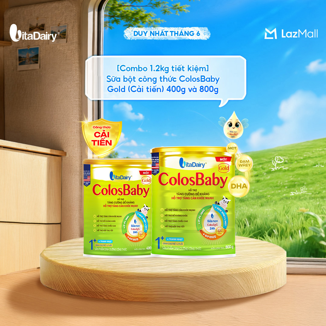 [COMBO TIẾT KIỆM 1.2KG] Sữa bột ColosBaby Gold cải tiến cho trẻ – Hỗ trợ tăng cân – Lon 400g + 800g