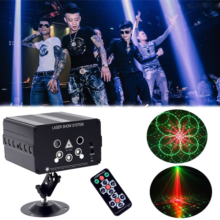 Đèn nháy theo nhạc VT9 Goden house thông minh giá rẻ, đèn chớp laser hiệu ứng chuyển động đa màu,đa hình bắt mắt,có điều khiển từ xa