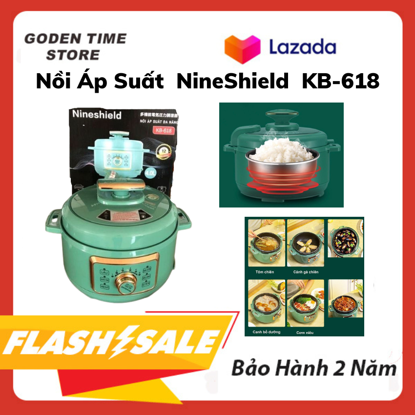 Nồi Hầm Áp Suất Đa Dụng NineShield KB-618 - Nồi Hầm Nồi Áp Suất Đa Năng dùng để hầm cháo, hầm xương củ quả, Có Tay Cầm Cách Nhiệt hàng cao cấp, sang trọng hiên đại ,thiêt kế thông minh