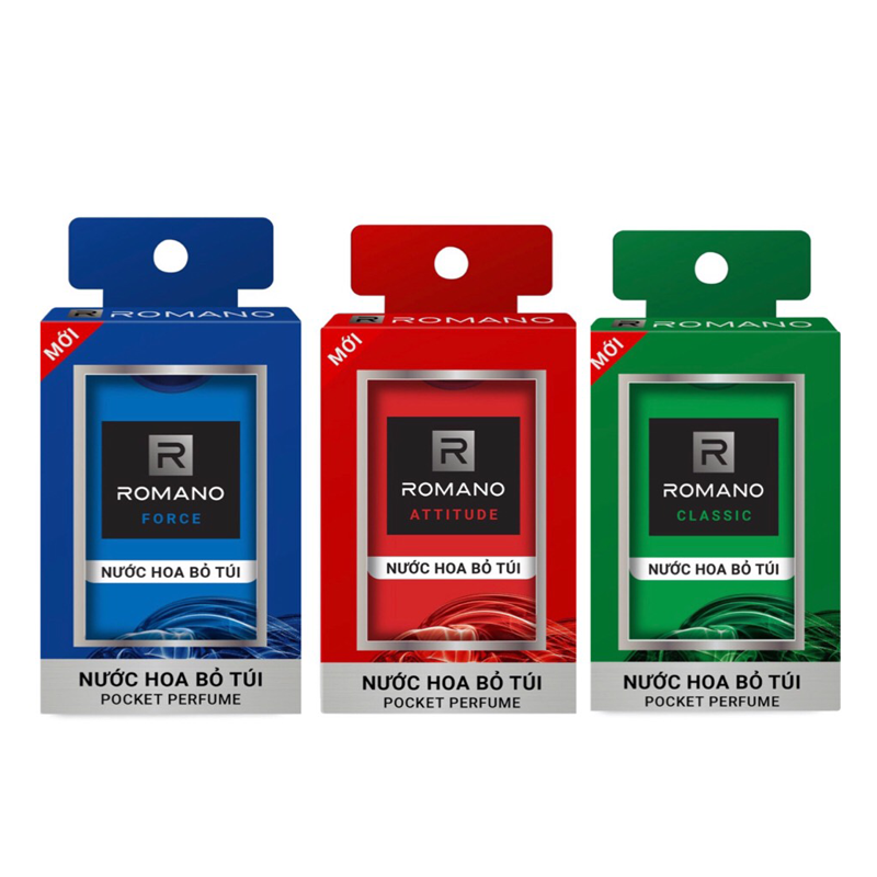 Combo 3 chai nước hoa bỏ túi Romano: Classic, Force, Attitude 18ml*3