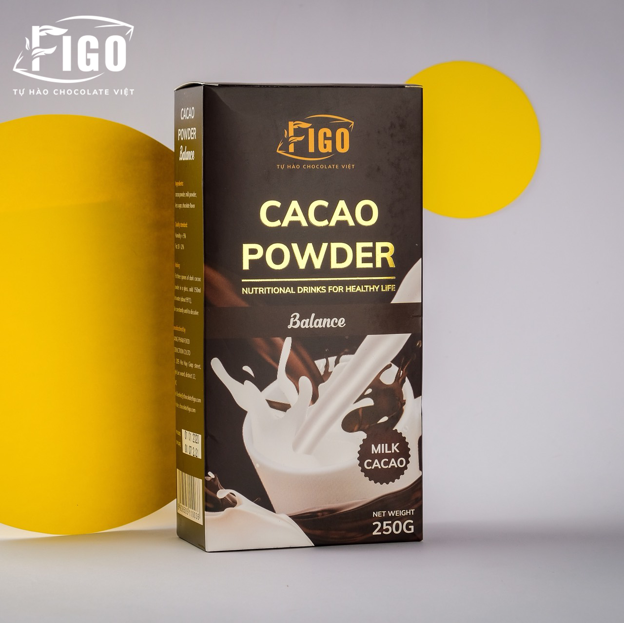 [Bán chạy] Bột socola dòng Balance pha uống Figo 80% cacao ( pha chế cacao sữa đá, nóng, socola đá xay)