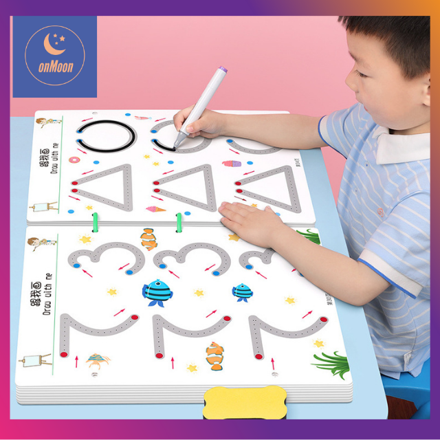 [Giáo dục sớm] Montessori tập tô màu tập viết chữ và câu đố thông minh xóa được giúp bé tập trung tư duy logic