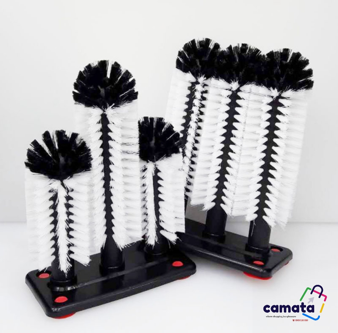 [HCM] Dụng cụ rửa ly 3 đầu - CAMATA - Cọ rửa ly 3 đầu thông minh để bàn hoặc gắn tường tiện lợi - bàn chải rửa ly cốc bếp