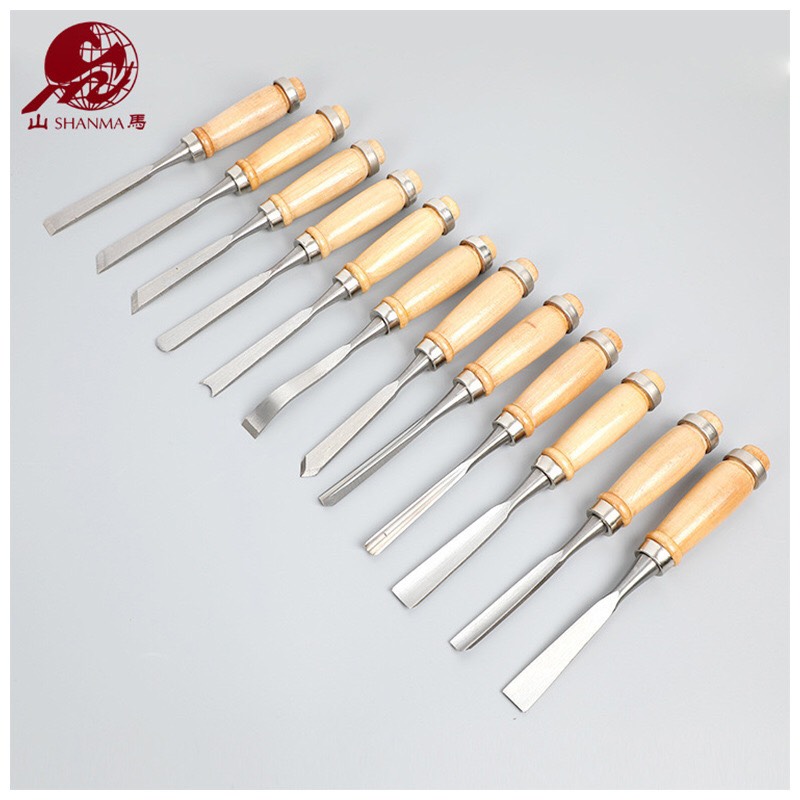 Đục gỗ, bộ đục gỗ cầm tay 12 món dụng cụ đục cây cảnh bonsai đồ làm vườn c45