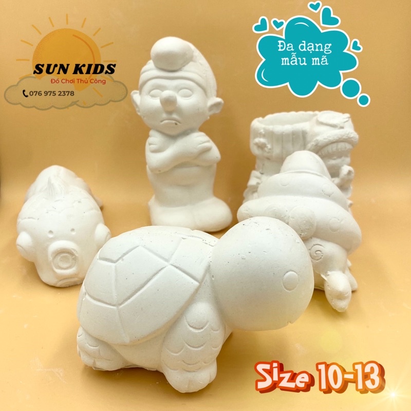 Tượng tô màu thạch cao size 10-13cm nhiều mẫu không kèm màu