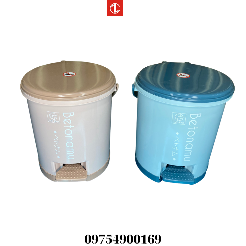 Thùng rác tròn nhựa đạp chân Betonamu 8024,thùng rác,bật rác văn phòng đạp chân cao cấp 5L 8024 nhựa việt nhật