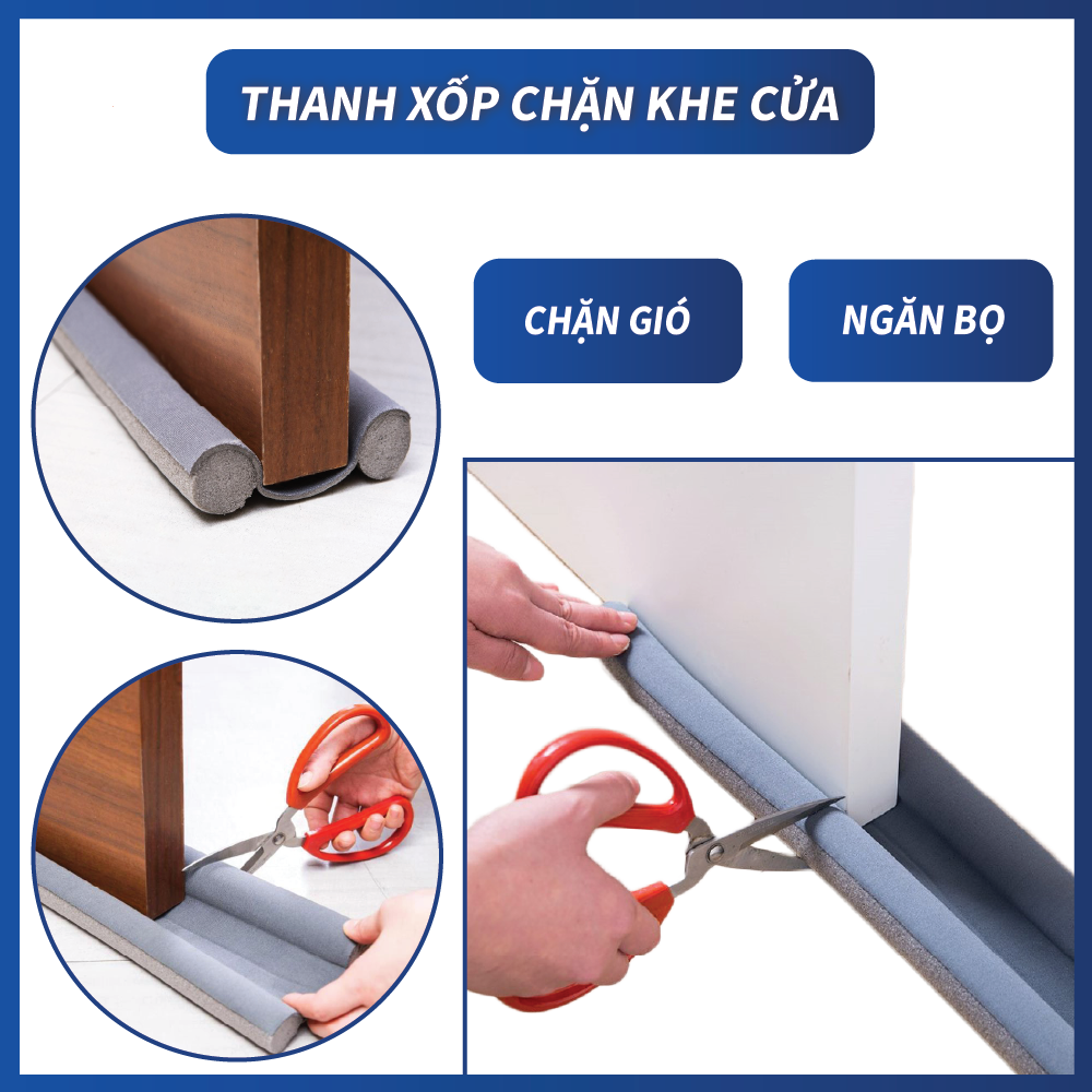 Ron Thanh Nẹp Xốp Chèn Chắn Cửa Chống Bụi Ồn Côn Trùng Dài 90cm. Miếng chặn khe cửa chống côn trùng. bụi bẩn