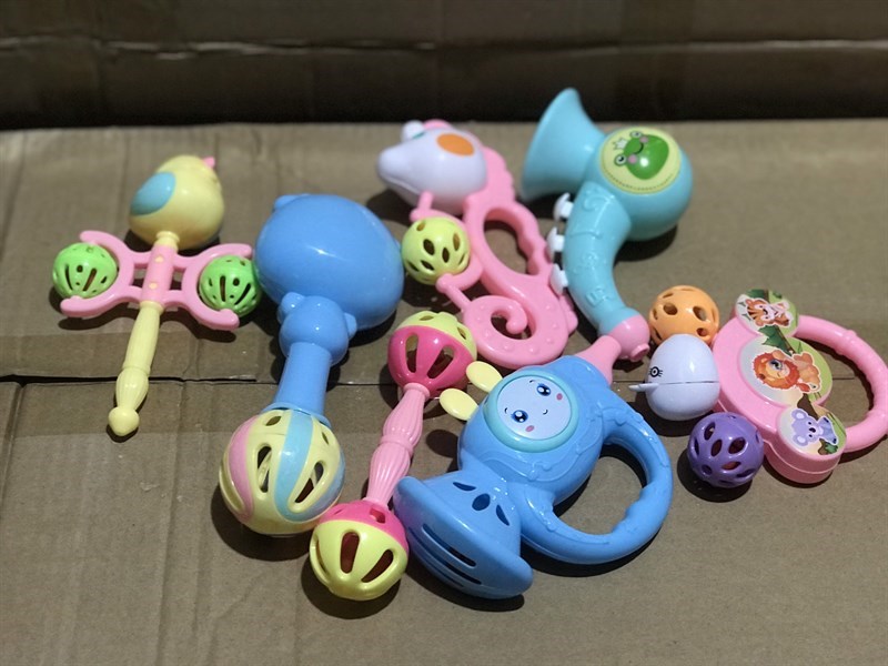 ĐỒ CHƠI CHO BÉ, Set 7 lục lạc cá ngựa Cầm Tay Cho Bé, Bộ Xúc Sắc Cho Bé Sơ Sinh, ĐỒ CHƠI THÔNG MINH