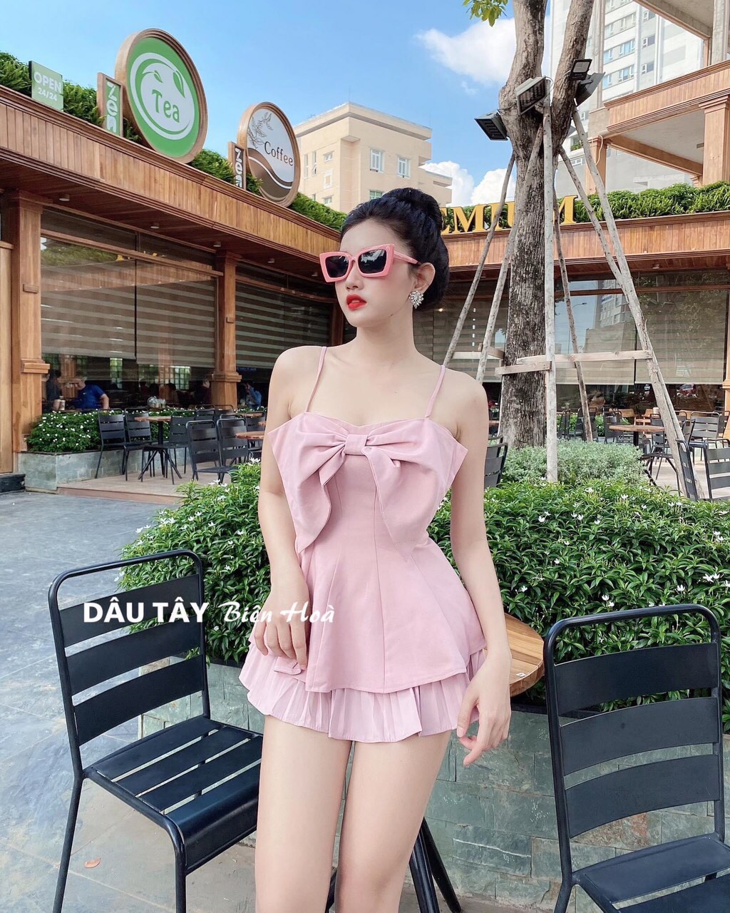 Áo hai dây voan nơ bảng bự thời trang TTSA0494