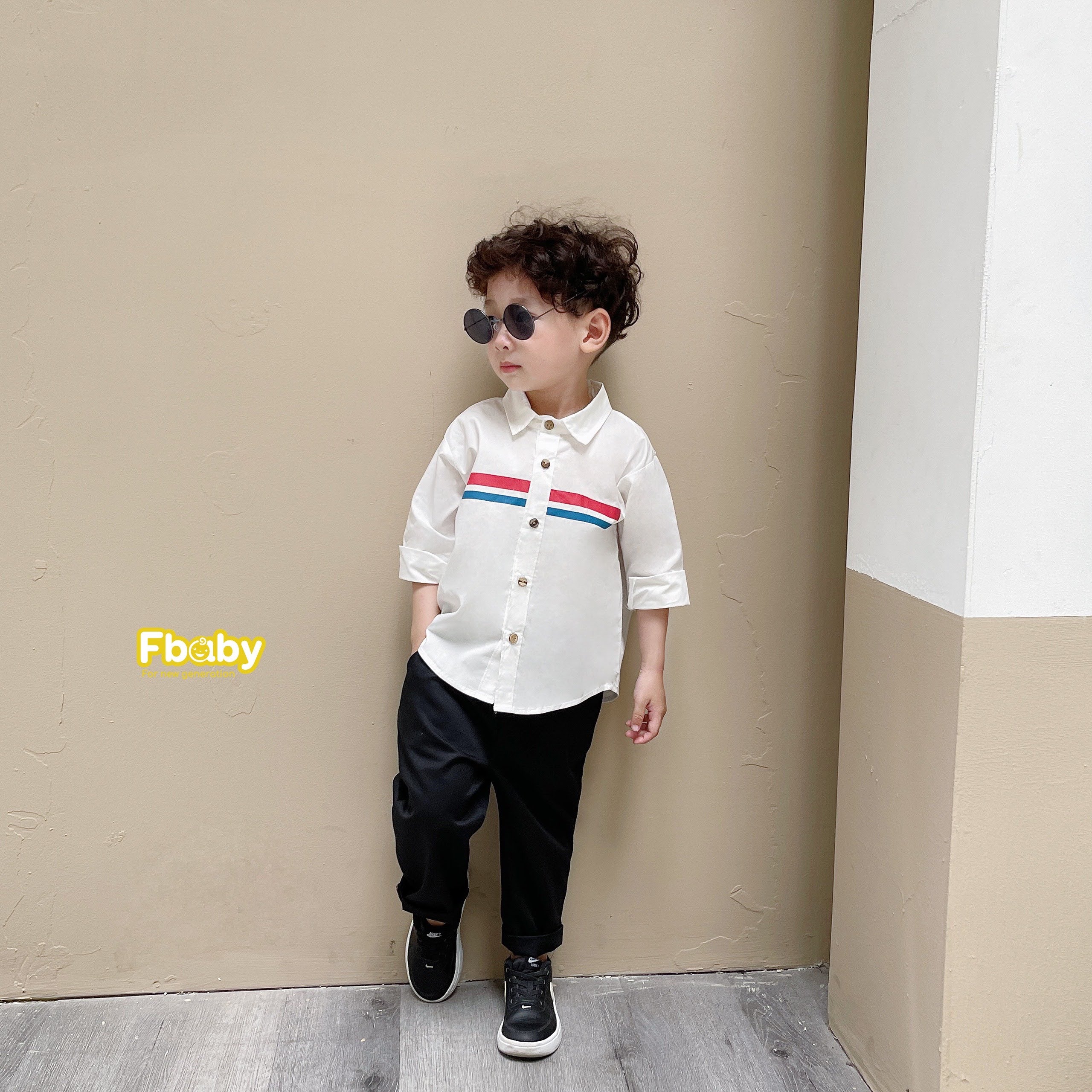SET áo sơ mi + quần kaki đen dành cho bé trai