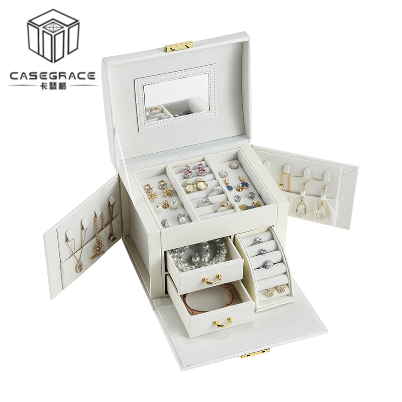 Casegrace Hộp Đựng Trang Sức Đồng Hồ Có Khóa Vòng Cổ Hộp Trang Sức Hoa Tai Hộp Đựng Trang Sức Bằng Nhung, Hai Lớp, Bao Bì Trang Sức，hộp đựng trang sức nữ