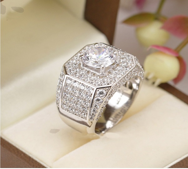 Nhẫn nam bạc 925 đính đá không phai màu thời trang dành cho giới trẻ - shop bình minh