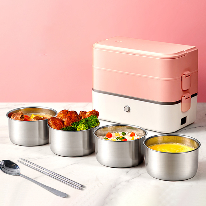Hộp cơm giữ nhiệt 3 tầng cắm điện - hộp cơm cắm điện bát inox cao cấp - hộp hâm nóng cơm văn phòng