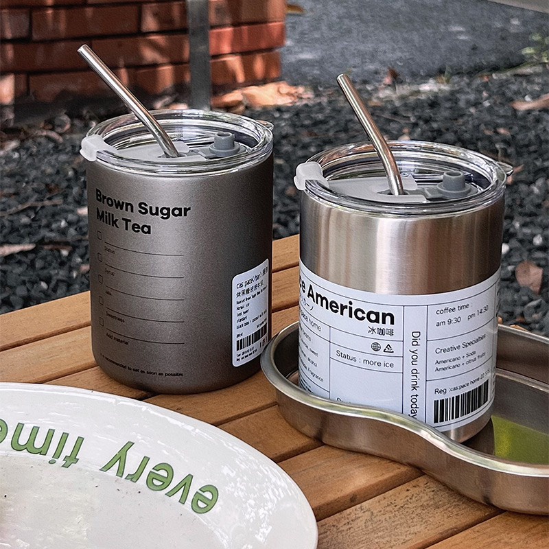 Ly giữ nhiệt inox Iced Americano thể tích 650ML/300ML,làm bằng inox,có ống hút