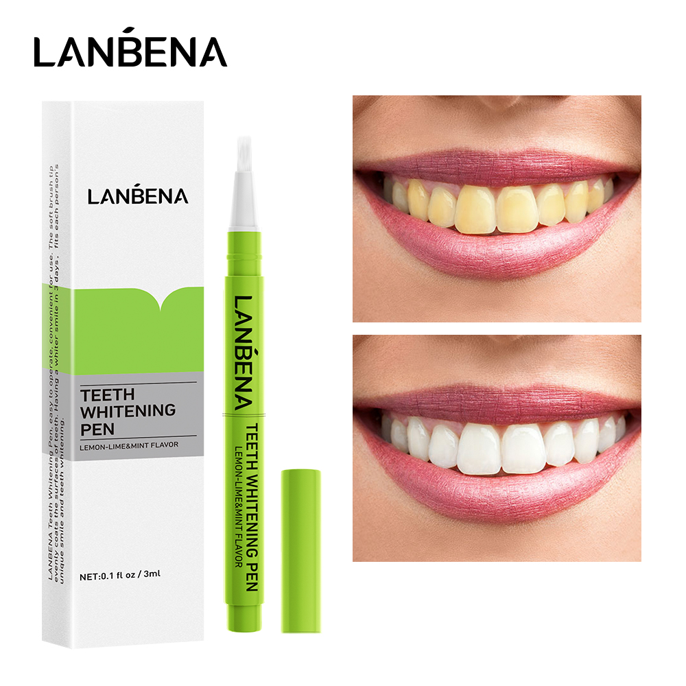 LANBENA Bút làm trắng răng Gel vệ sinh răng chanh chanh Hiệu quả Loại bỏ vết bẩn Làm sạch Tẩy trắng An toàn Dụng cụ làm trắng Chăm sóc răng miệng