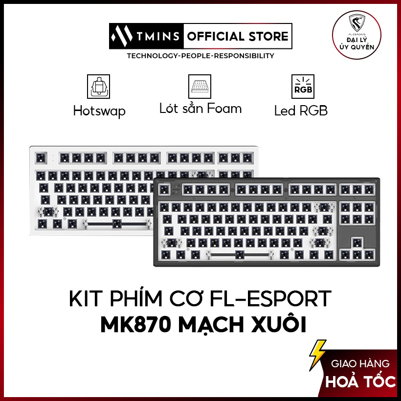 Bộ kit bàn phím cơ FL Esports K210- MK870 3 Mode (Type-C, Bluetooth, 2.4G,mạch xuôi) - Hàng Chính hãng - Bảo hành 12 tháng