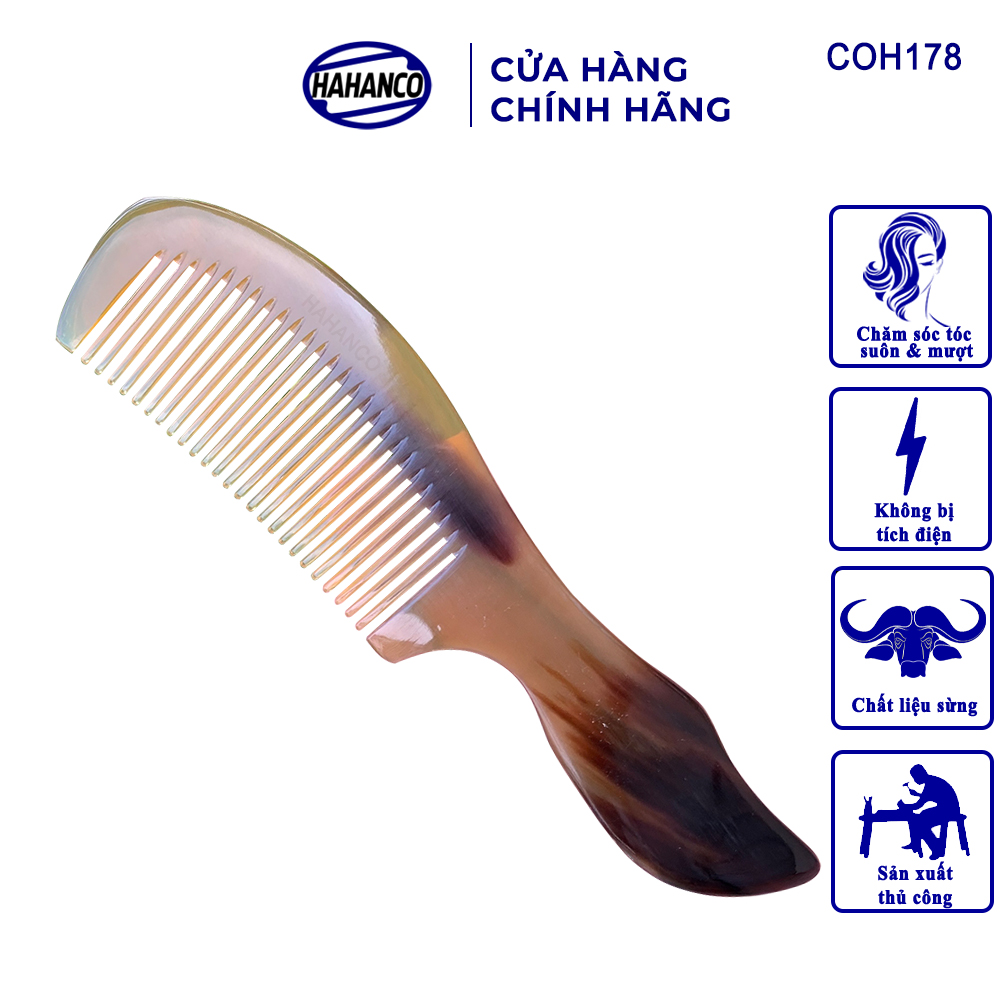 Lược sừng chuôi trơn lượn sóng xuất nhật hahanco chăm sóc tóc- coh178