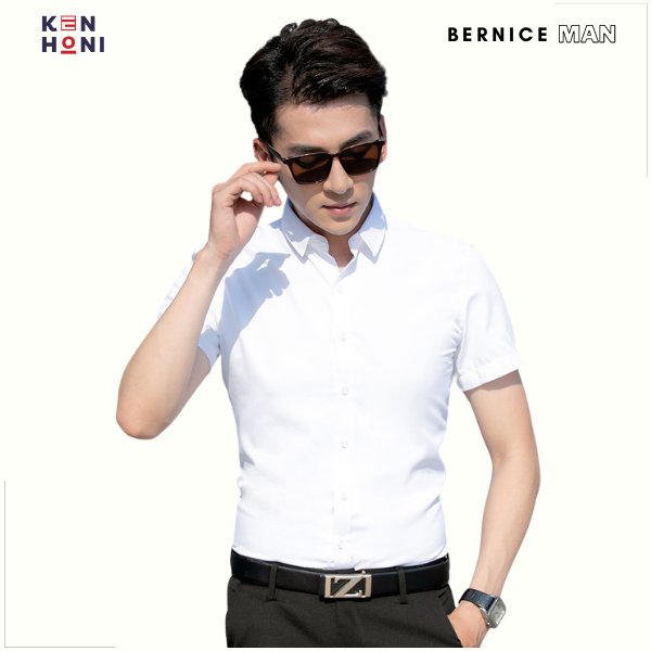 Áo sơ mi trắng nam cộc tay, áo sơ mi nam công sở form hàn quốc không nhăn kenhoni bernice