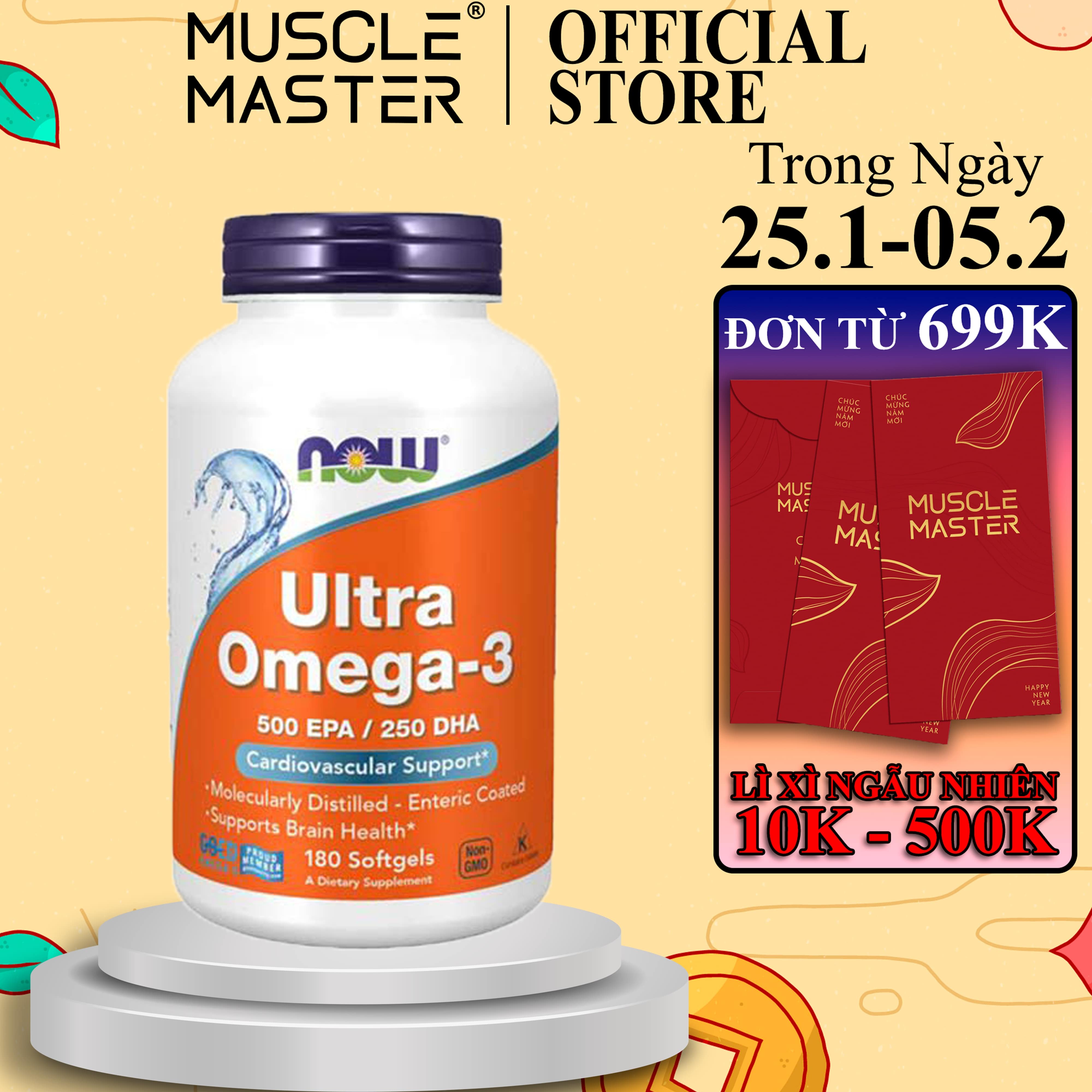 Viên Bổ Sung Dầu Cá Siêu Cô Đặc Now Omega 3 ULTRA 180 Viên