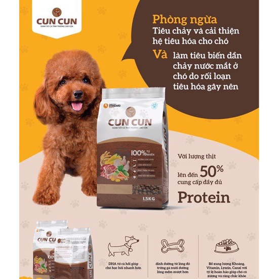 Thức ăn cho chó hạt tươi cuncun dành cho mọi loài cún 1,5kg
