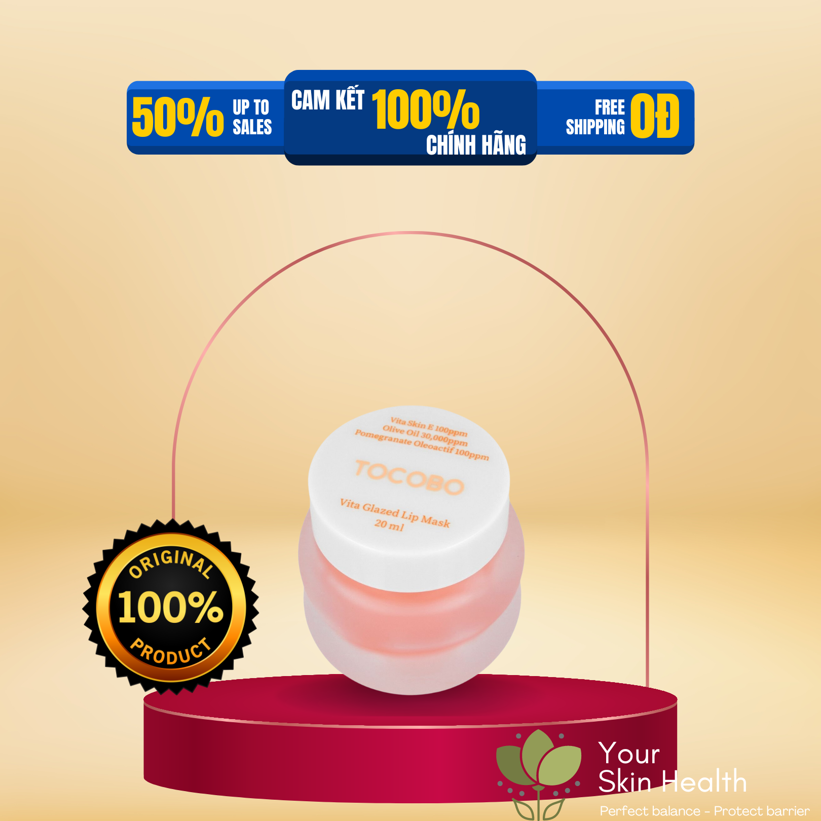 Mặt nạ dưỡng môi TOCOBO Vita Glazed Lip Mask 20ml dưỡng ẩm môi, dưỡng hồng môi, dưỡng môi căng mọng