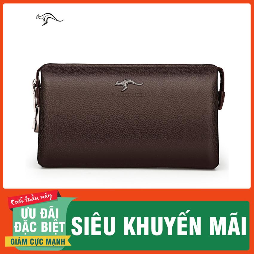 Ví Da Nam Cầm Tay Nam - KAW21 - Ví Nam Cầm Tay - Bóp Da Nam Cầm Tay Thời Trang Cao Cấp, Da Mền Có Khóa Số Thông Minh - Ngolas