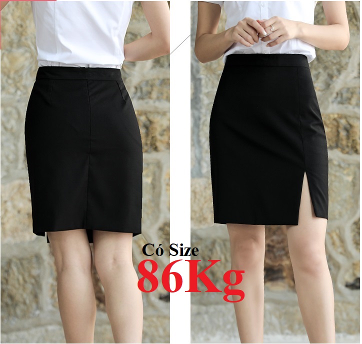 CHÂN VÁY BÚT CHÌ  KINA Lưng Thun Dài 50CM, XẺ TÀ TRƯỚC, có Bigsize 86KG Oversize, Vải thun Umi Hàn