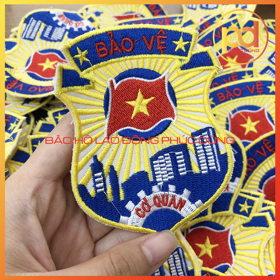 Logo bảo vệ gắn logo cánh tay siêu sang đi kèm logo ngực security, mạc nhãn logo may cánh tay
