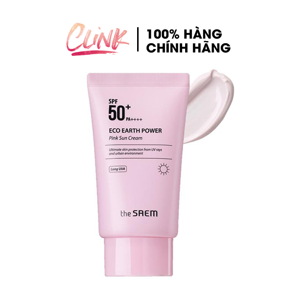 [HCM]Kem Chống Nắng Giảm Dầu Giúp Da Sáng Hồng Tự Nhiên The Saem Eco Earth Power Pink Sun Cream SPF50+ PA++++ 50g