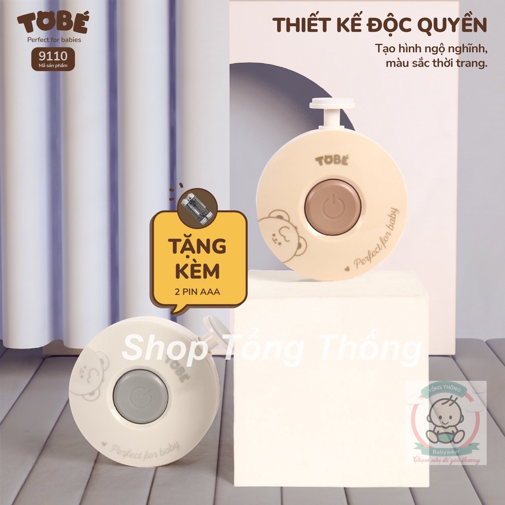 Máy dũa móng tay tự động Tobe với 6 đầu mài dũa thay thế cao cấp êm ái tiện lợi an toàn cho bé 9110