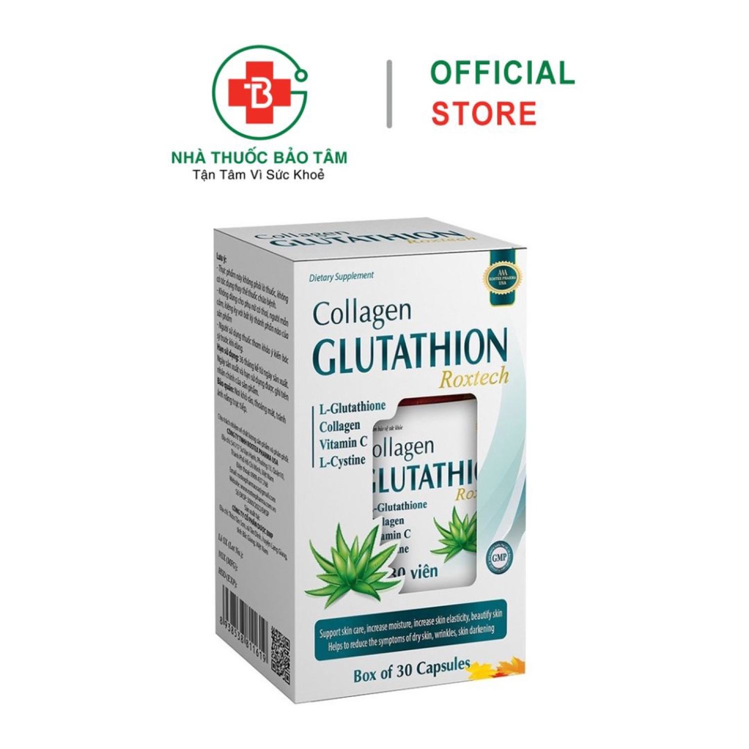 Collagen Glutathion ROXTECH, l-cystine, vitamin E C đẹp sáng da