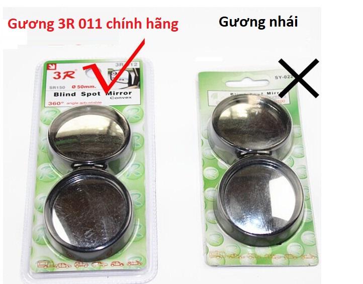 Bộ 2 gương cầu lồi 3R-011 xoay 360 độ gắn gương chiếu hậu ô tô xe máy VIỀN BẠC