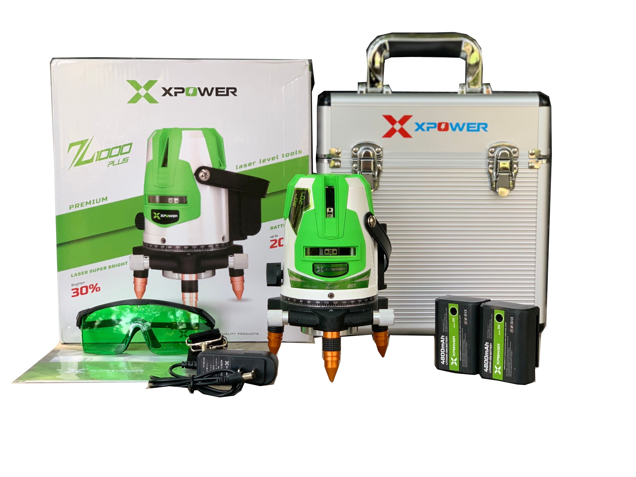 Máy laser cân mực 5 tia xanh bắn cốt siêu sáng xpower - 5 tia xanh laze, khoảng cách chiếu xa lên đến 200m tặng kính, sạc, hộp nhựa -bảo hành 6 tháng