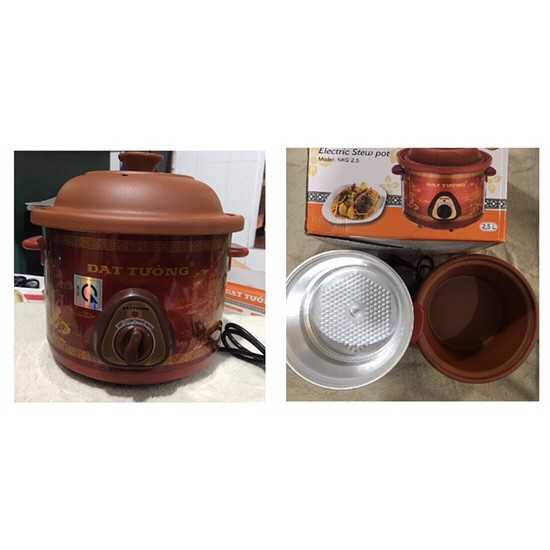 Nồi hầm chậm- kho cá đạt tường lòng đất nung 2.5l hàng chính hãng bảo hành 12 tháng