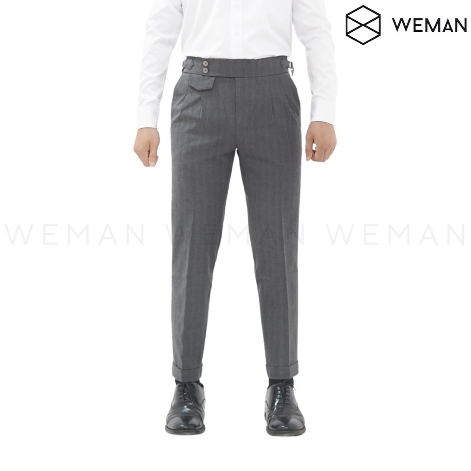 Quần âu nam weman, chất liệu cao cấp, co dãn tốt, thiết kế sang trọng, quần âu nam cạp cao sidetab kẻ sọc-wmq2201