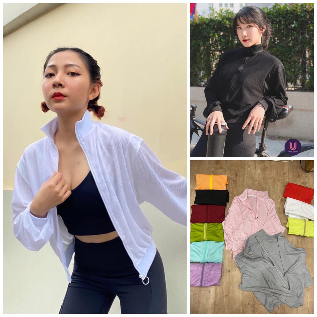 Áo khoác thể thao vải lưới kim KL1 không nón tập gym, chạy bộ