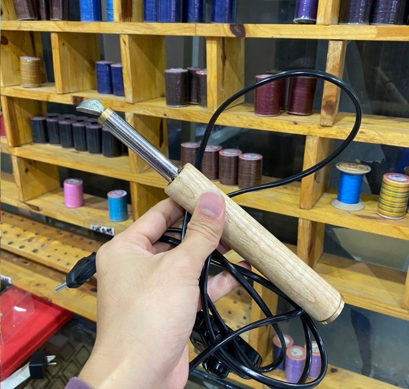 Mỏ hàn chỉnh nhiệt gắn đầu ke viền, logo - dụng cụ làm đồ da handmade