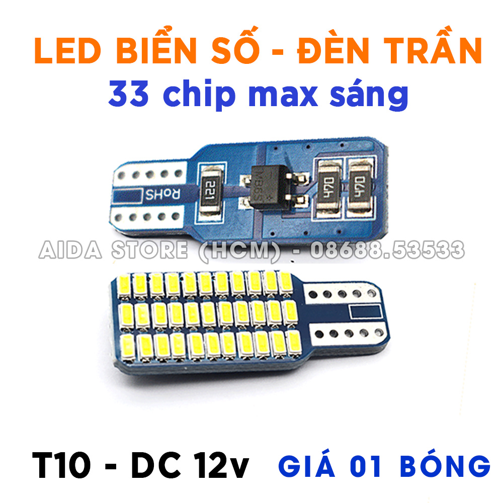 [Giá 01 bóng đèn] LED biển số, đèn trần 33SMD chuyên dụng T10 12v cho xe máy, ô tô