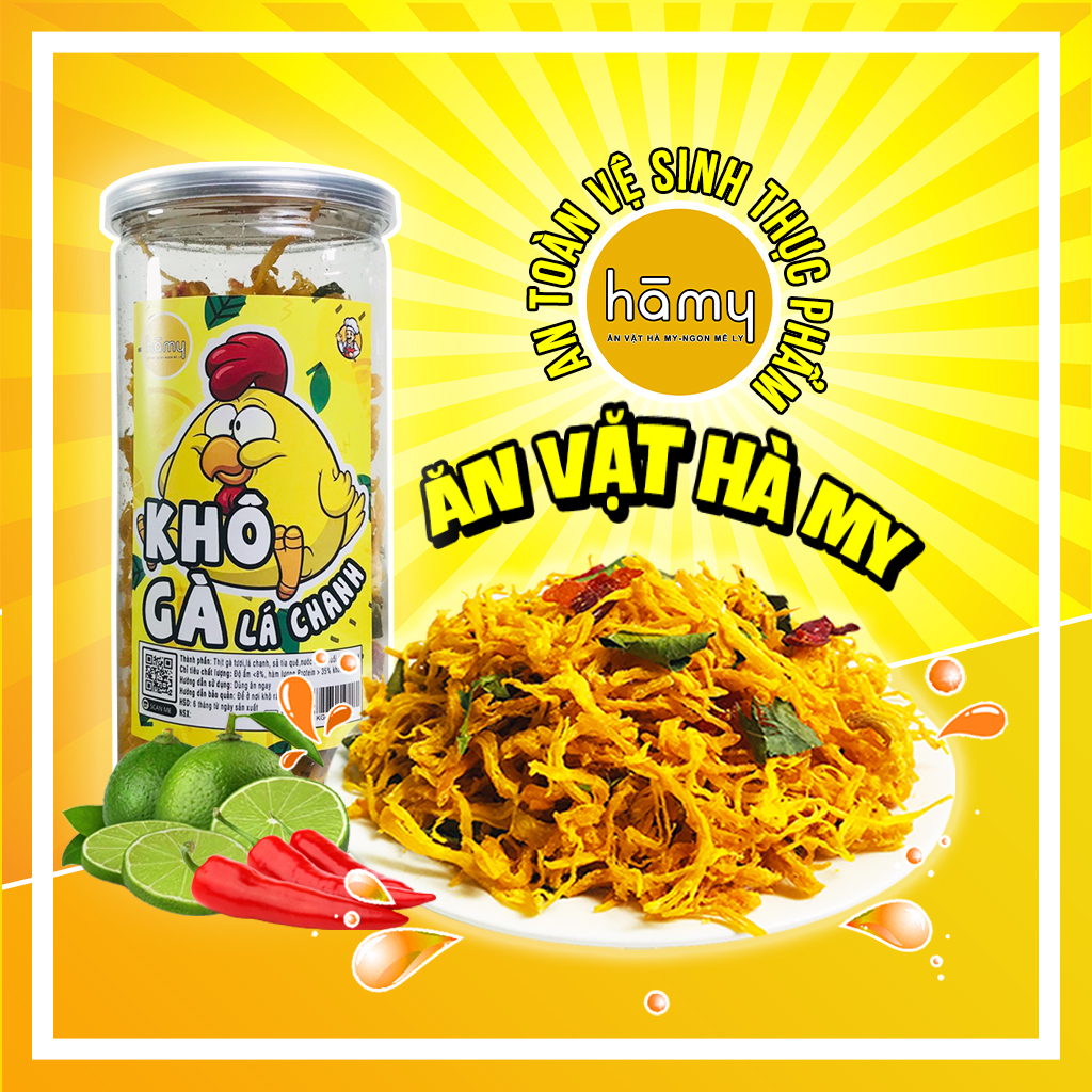 Khô gà lá chanh loại 1 hũ 300g đồ ăn vặt Hà My